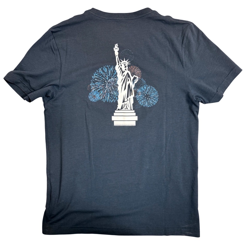 Rhone Mens Element Tee Navy Blue Statue of Liberty Fireworks Graphic Shirt M